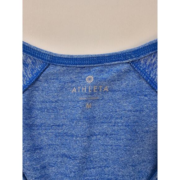 Athleta M heathered blue long sleeve performance top thumb holes running active - Picture 4 of 7